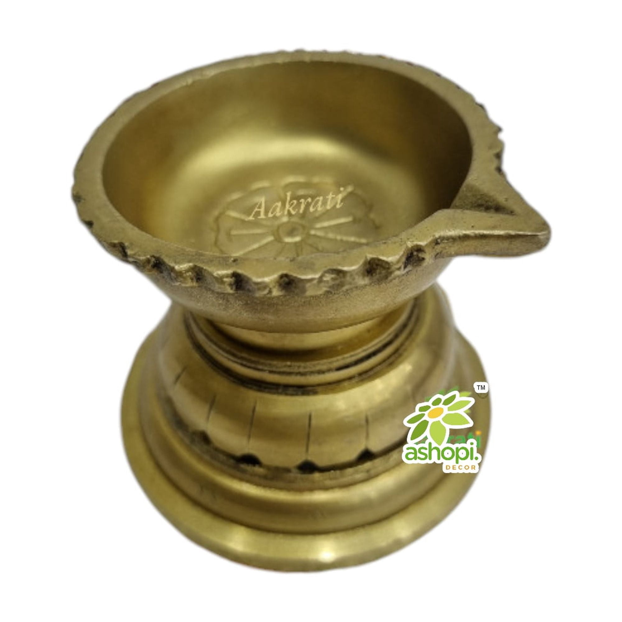 Ashopi Decor Brass Diya for Puja Temple Decoration,Lotus Shape Large Diya Stand Oil Lamp for Home, Mandir, Pooja