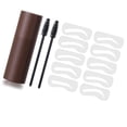 thumbnail image 4 of Kit de sellos para cejas, 10 plantillas, 2 pinceles, resistente al agua, resistente al sudor, maquillaje duradero para cejas en polvo marrón, 4 of 14
