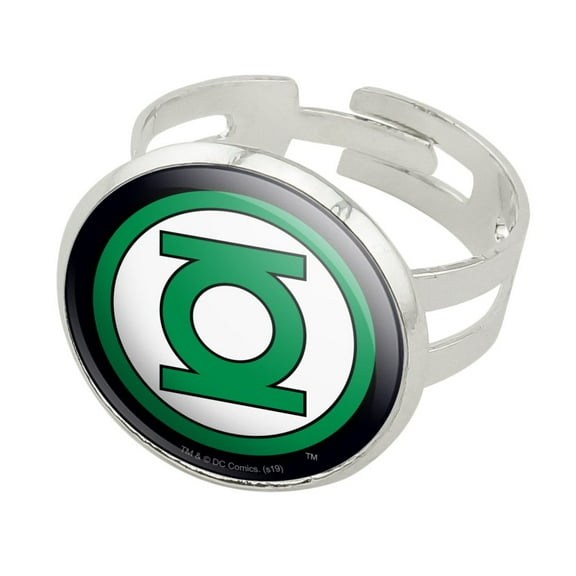 Green Lantern Logo Silver Plated Adjustable Novelty Ring