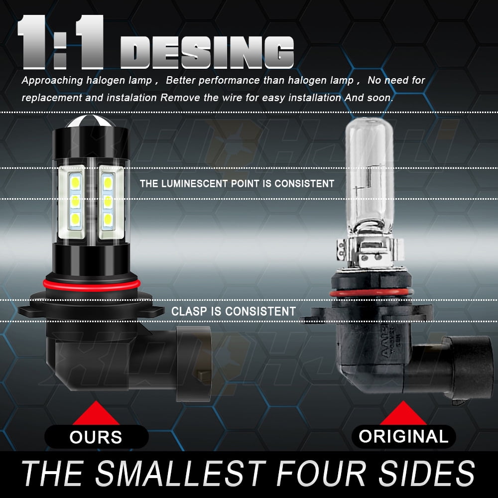 6 Sides 9005 9006 LED Headlights Kit Combo Bulbs 6500K Hi/Low Beam