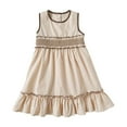 thumbnail image 1 of LUOGENLI Robe Fillette Tout-Petit Sans Manches Couleur Unie Robe Princesse Robe de Danse Fête Robes Vêtements Robe pour Filles Kaki 3-4 Ans, 1 of 4