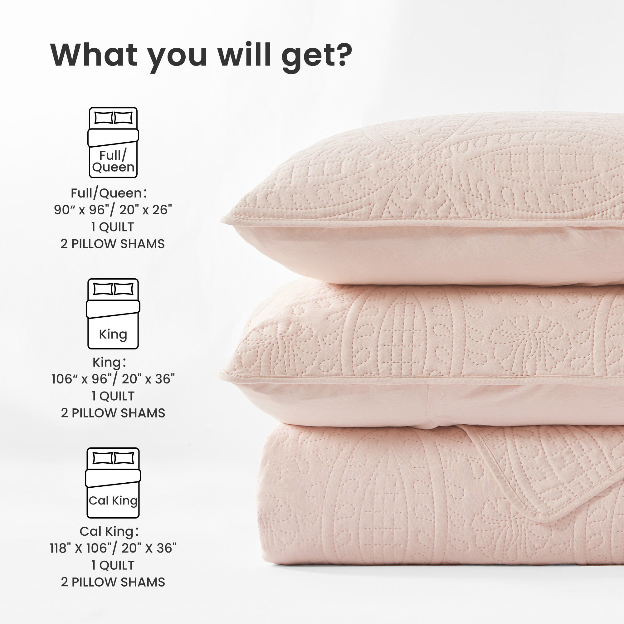 Sleep Zone Ultrasonic Medallion Quilt Set Full/Queen, Soft Lightweight Bedspread, All-Season Coverlet (Rose Pink, Full/Queen)