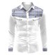 thumbnail image 2 of Camisas s Para Hombre Manga Larga Camisa de manga larga para hombre, informal, a cuadros, con costuras de , solapa, botones, puños (White, L), 2 of 5