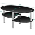 thumbnail image 4 of Giantex Tempered Glass Coffee Table, Oval 3-Tier Steel Tea Table w/Spacious Glass Desk-Top, Open Storage Shelf, Modern End Side Table for Home Living Room Office Reception (Clear Glass), 4 of 8