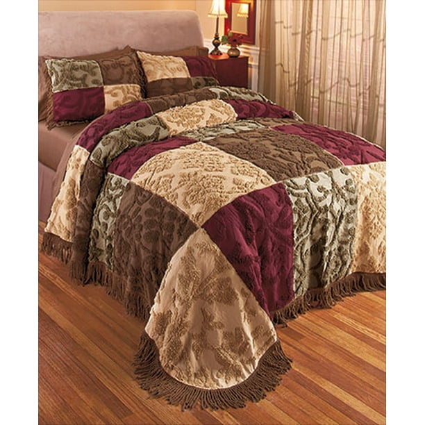 Chenille Design Patchwork Bedspreads or Shams (Hailey Sham) Walmart