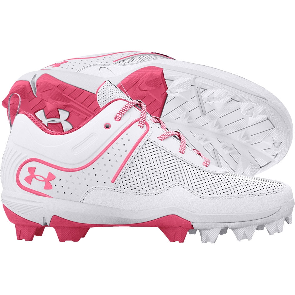 Under Armour Youth Glyde Rm Molded Fastpitch Softball Cleats White/Pink