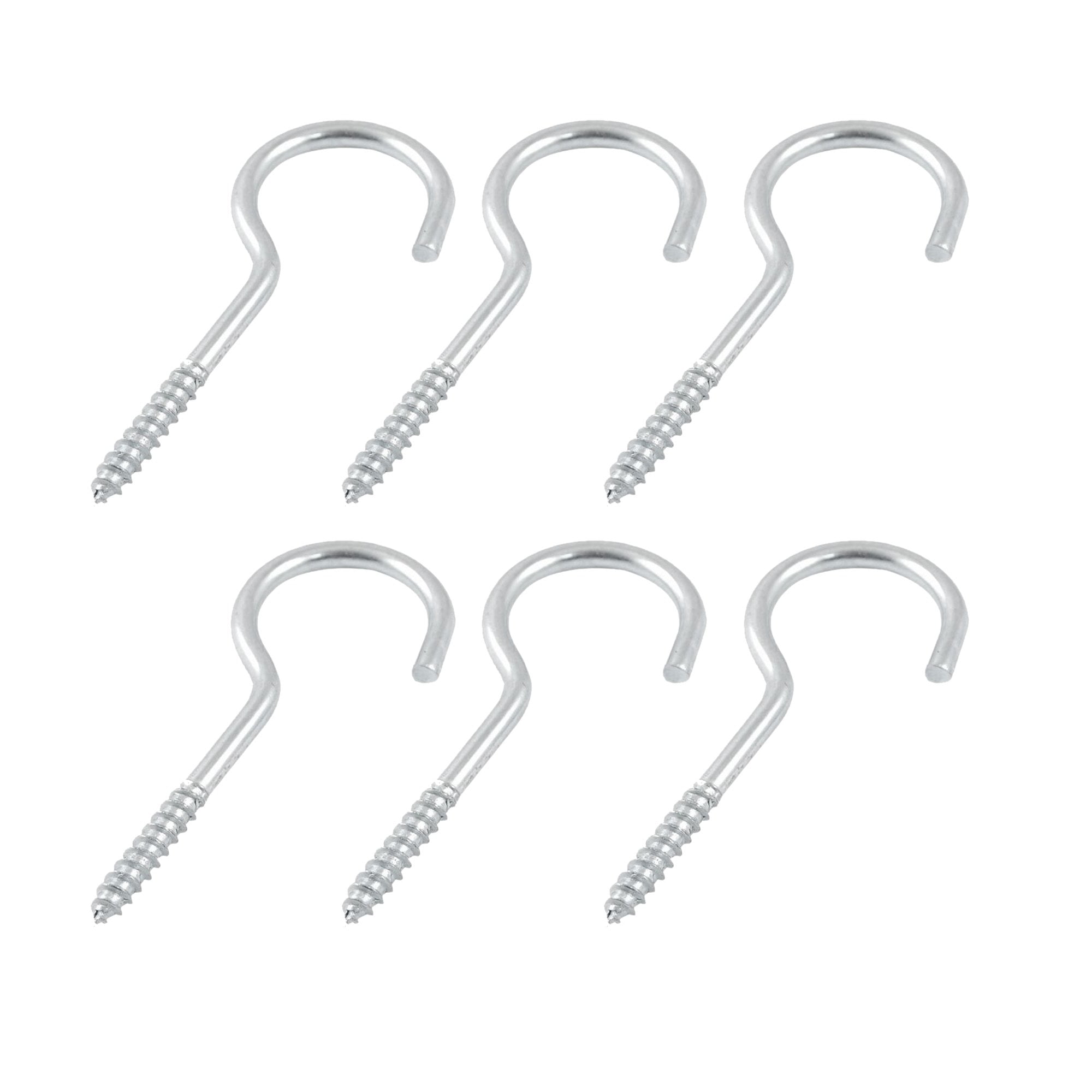 Wideskall 4' inch Zinc Plated Steel Metal Round End Screw Hooks for Hanging Pack of 6