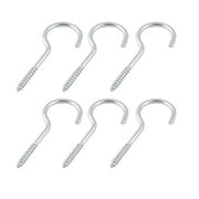 Wideskall 4" inch Zinc Plated Steel Metal Round End Screw Hooks for Hanging Pack of 6