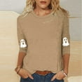thumbnail image 2 of MaFYtyTPR Halloween Printing Tops for Women Fashion Casual Printed Round neck 3/4 Sleeves Loose Comfortable T-shirt Top Khaki M, 2 of 5