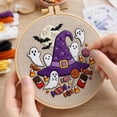 thumbnail image 6 of Cross Stitch Kits, Needle Point Kits Adults Beginner, Halloween Witch Decor, Halloween Wall Art, 9 Inch Diameter Diy Halloween Craft Kit with Pre-Printed Halloween Pattern, 6 of 8