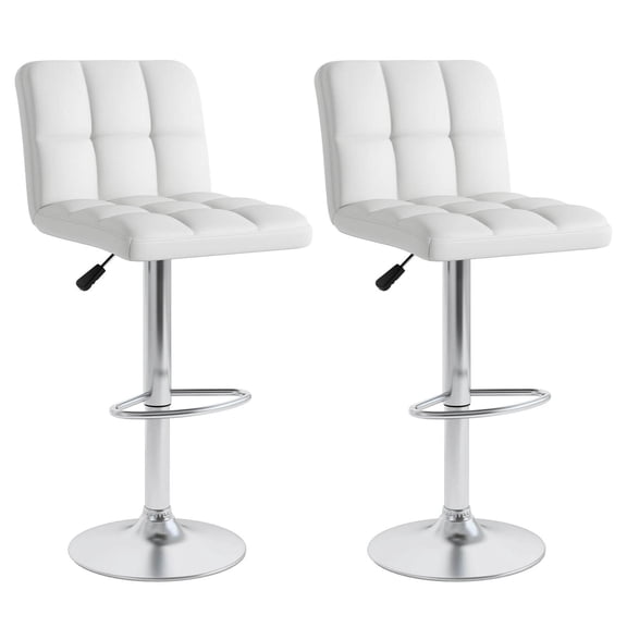 Costway Modern Swivel Bar Stools Set of 2 with Heavy-duty Metal Base & Footrest Back White
