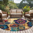 thumbnail image 4 of Round Rugs 5Ft, Vintage Purple Floral Round Area Rug Washable Indoor Throw Carpet, Retro Flowers Ethnic Abstract Art Soft Non Slip Circle Rug for Cabinet Bathroom Home Decor Aesthetic, 4 of 8