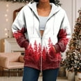 thumbnail image 4 of felwors Christmas Zip Up Hoodie Women Reindeer Snowflake Hooded Sweatshirts Drawstring Jacket With Pockets Casual Tops Wine, S, 4 of 7