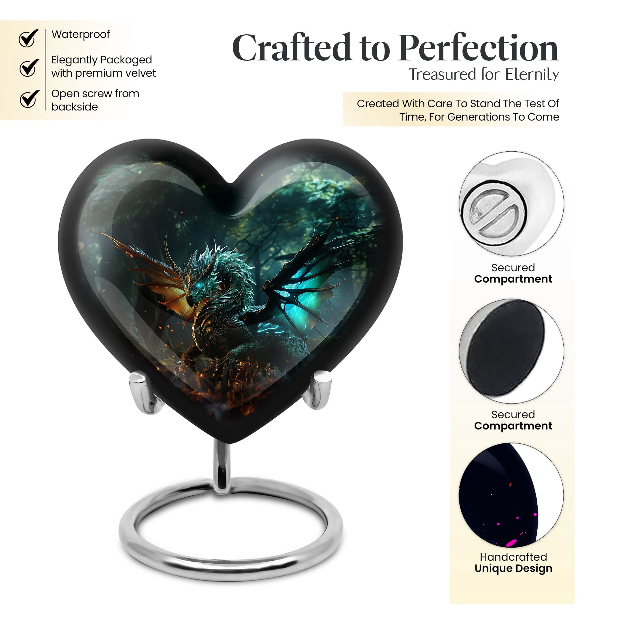 Dragon's Forest Mini Heart Urns For Human Ashes Keepsake - Urns For Women Human Ashes - Heart Urns For Human Ashes - Cremation Urns For Men - Keepsake Urns For Human Ashes Set Of 4 ( 3inch, 4pcs)