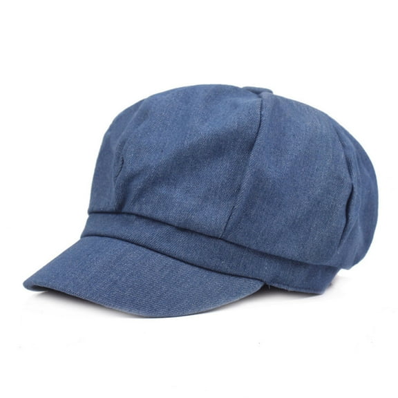 Women Ladies Casual Denim Newsboy Cap Baker Peaked Beret Driving Outdoor Hat