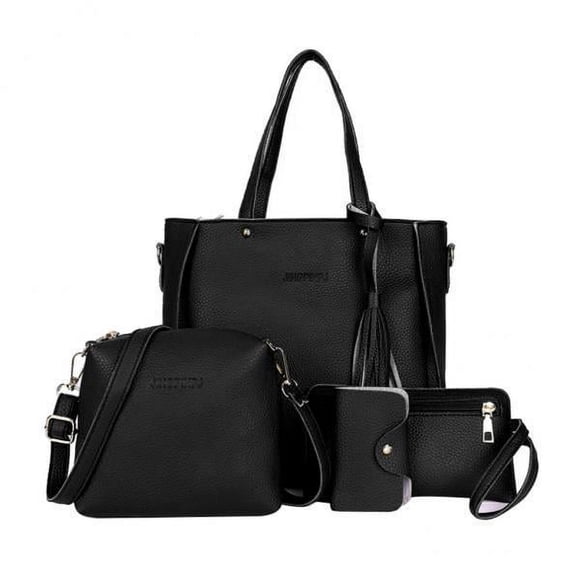 Xuanheng 2X 4 Pieces Women Bags 4-in-1 Leather Fringed Suit Shoulder Handbag Clutch Set