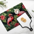 thumbnail image 4 of BaHomeck placemats Set of 4 rectangle Linen Cotton Placemats for Dining Table Washable Heat Resistant,18*12inch,Two Pink Flamingos With Tropical Leaves And Flowers, 4 of 4