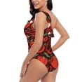 thumbnail image 4 of Sikiie Tomatoes And Chili Print Women One Piece Swimsuits Tummy Control One Shoulder Bathing Suits Ruffle Swimwear, From S to XXL-Large, 4 of 6