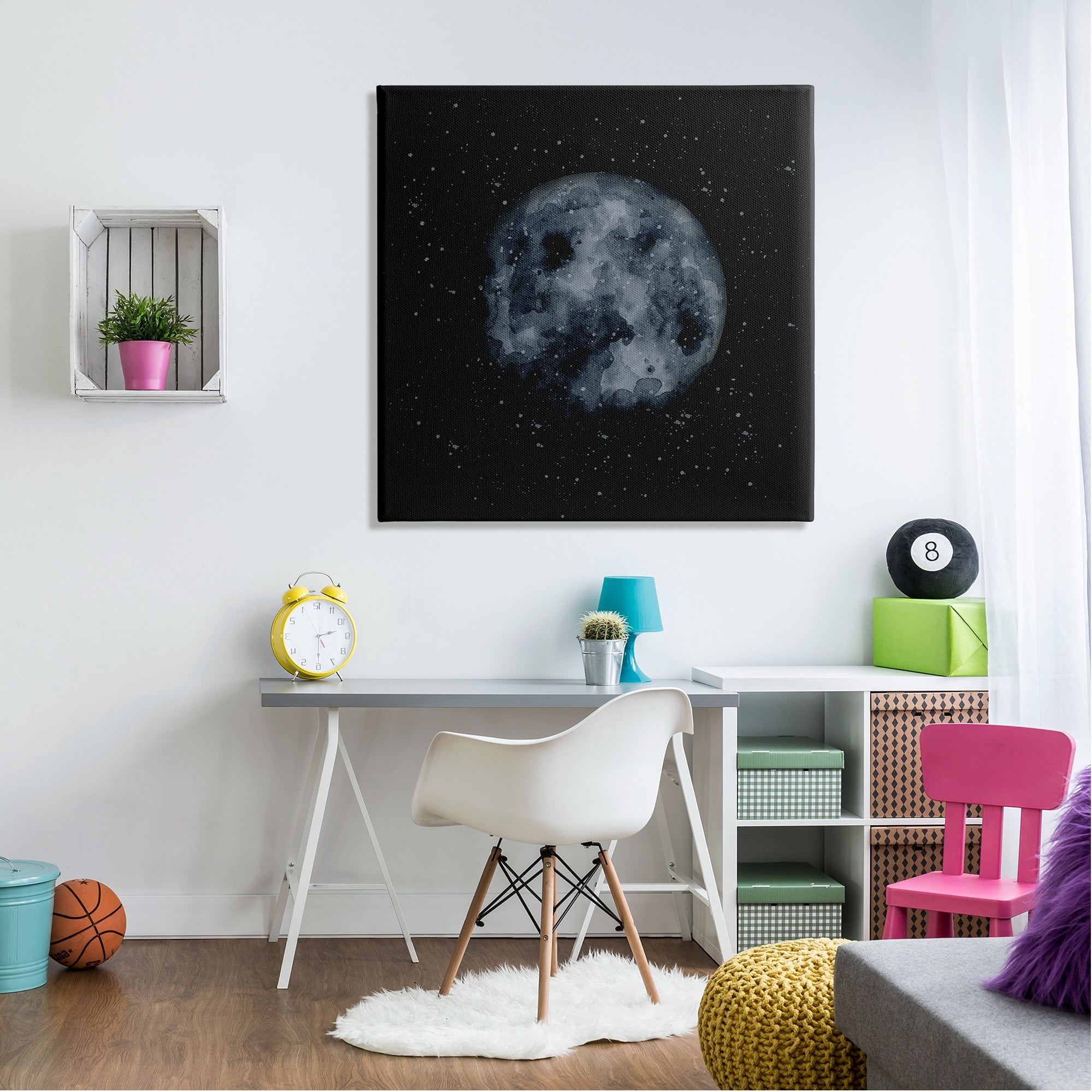 Stupell Industries Obscured Moon Dark Starry Galaxy Watercolor Effect Canvas Wall Art, 36 x 36, Design by Rachel Nieman