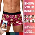 thumbnail image 2 of KHONTS Valentine's Day Personalized Boxers for Men Custom Face Underwear with Picture Boyfriend Customized Boxer Briefs Purple L, 2 of 9