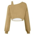 thumbnail image 7 of Enjoytime Pullover Sweatshirts for Women Solid Color Strap Shoulder Long Sleeve Tops Fashion Loose Casual Sweatshirt Khaki L, 7 of 7