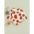 thumbnail image 4 of Wassery My 1st Halloween Outfits Infant Baby Girl Boy Fall Romper Long Sleeve Round Neck Pumpkin Print Loose Jumpsuit 0-24 Months, 4 of 7