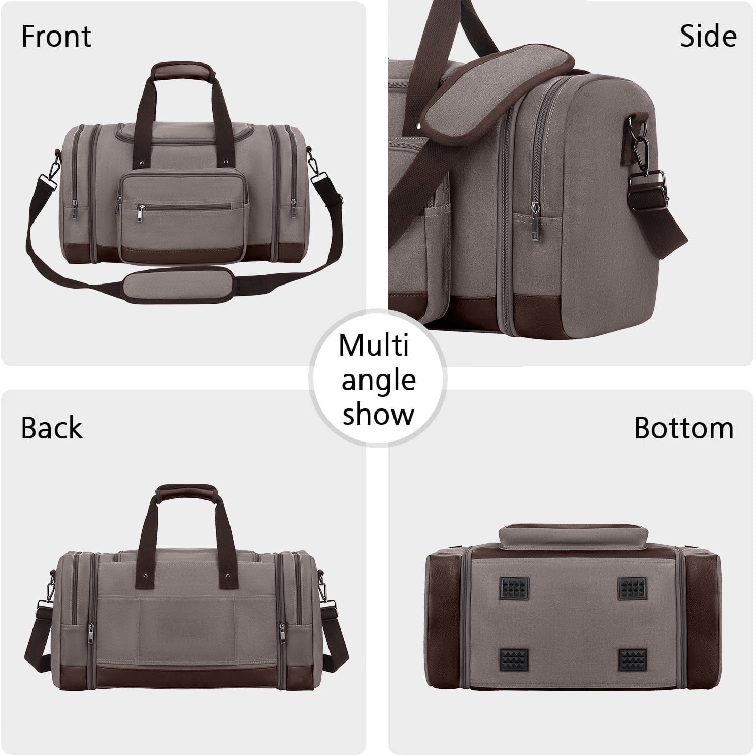 Gynky Duffle Bag for Travel Travel Bag 46L Large Expendable Duffle Bags for Men Weekender Bag with Trolly Sleeve for Business Trip Travel Camp Gym, Grey