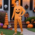 thumbnail image 2 of Halloween Pajamas Family Set - 2 piece Pumpkin Face Print Long Sleeve Tops + Pants Sleepwear,Cartoon Spooky Theme Halloween Pajamas for Family Photos for XL Pjs, 2 of 5