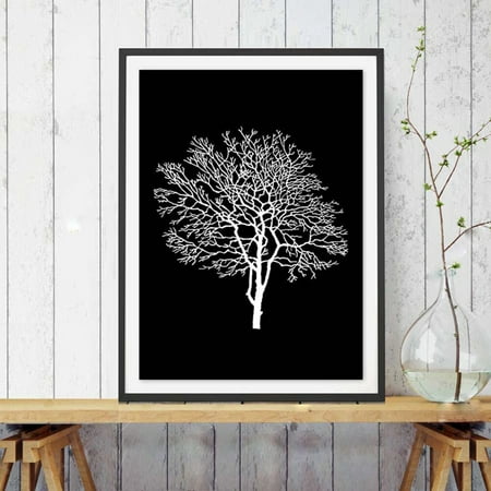 

1pc Simple Black and White Plant Hanging Paintings Creative Wall Painting for Home Living Room without Frame 50x40cm(Black)