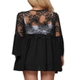 thumbnail image 4 of Women Lace Open Front Cardigan Casual Long Sleeve Crochet Sheer Mesh Ruffle Summer Cover Up Blouse Top, 4 of 6