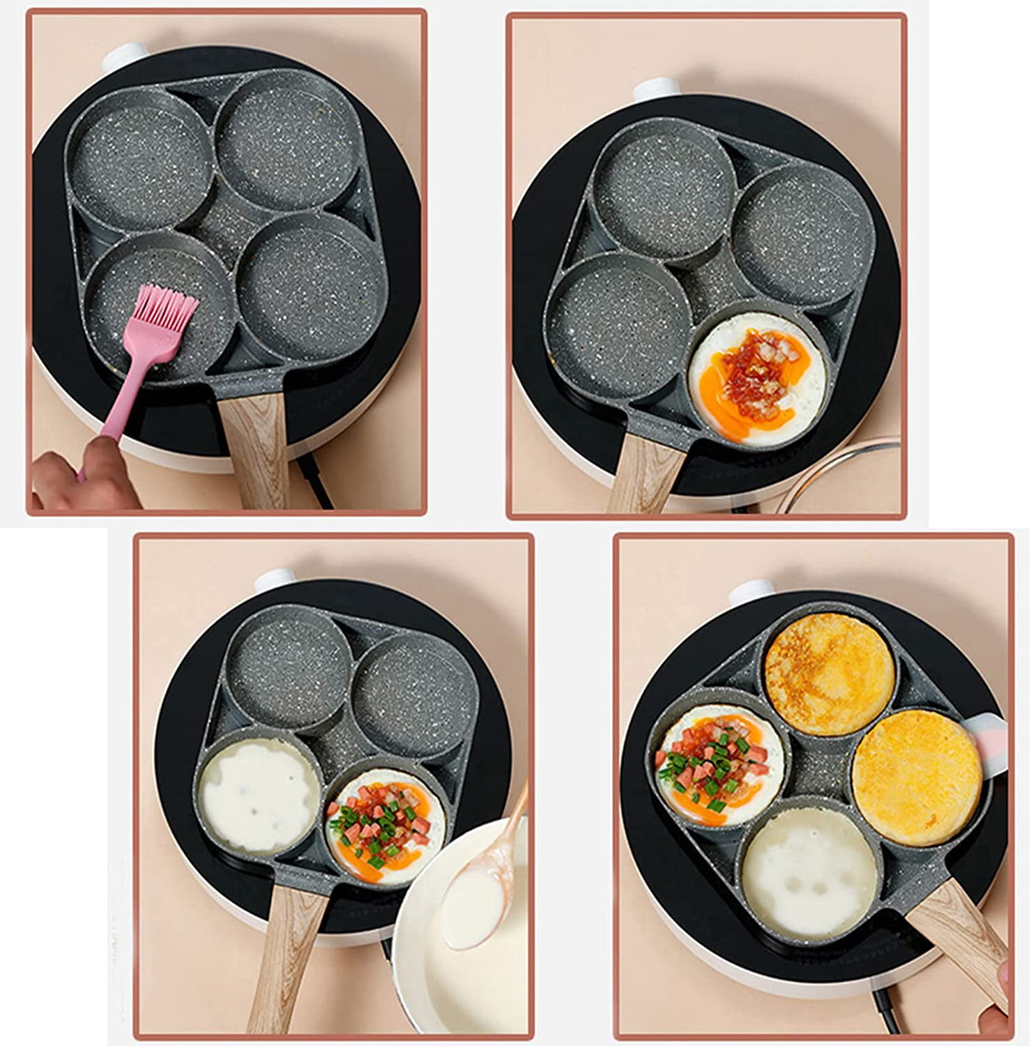 4 Cups Nonstick Multi-Purpose Pancake Omelette Maker Egg Frying Pan -    Online Shopping for Smart Watches, Fashion, CCTV Cameras ,  Car Tracking, Bluetooth Devices, Home and Kitchen Appliances and More