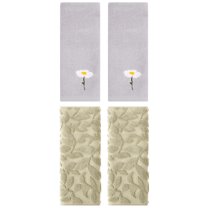 Unique Bargains 4 Pcs Soft Cotton Hand Towels Grey/Khaki 13" x 30"/14" x 30"