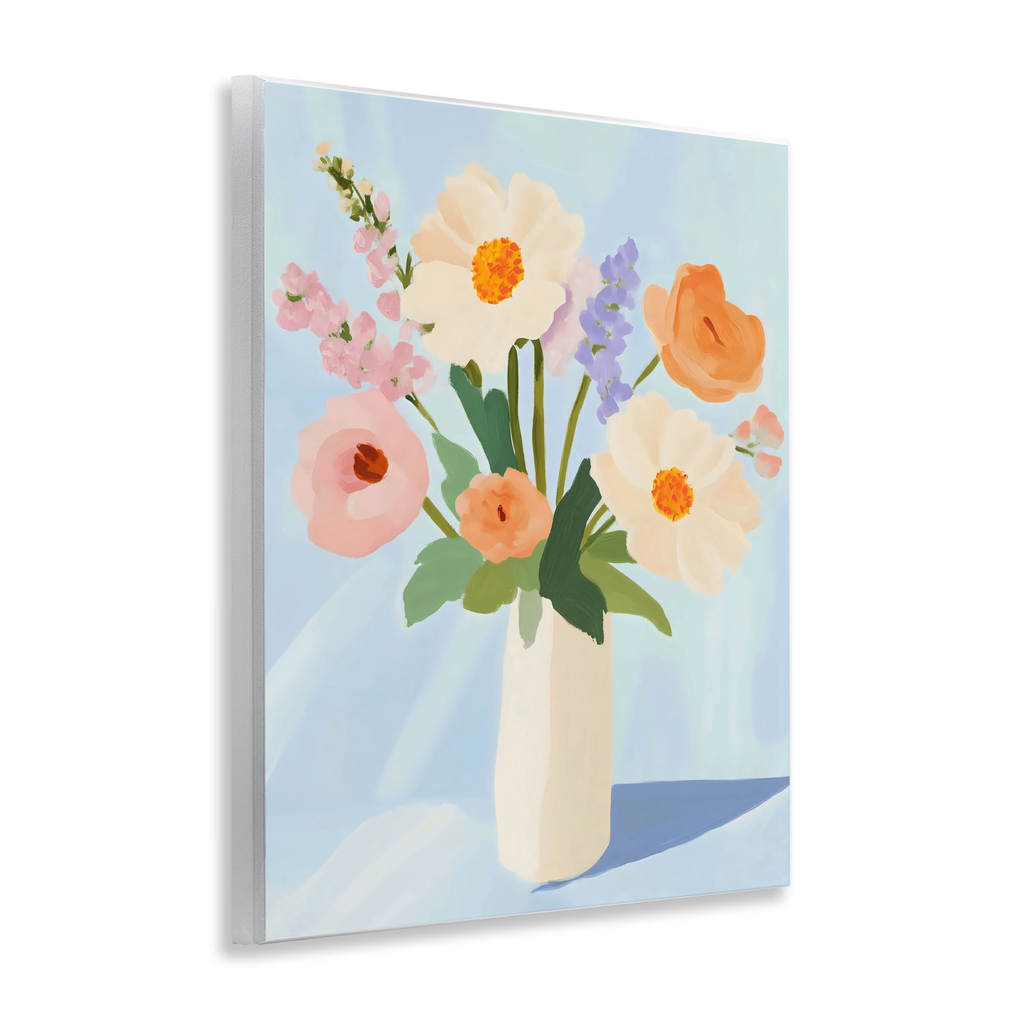 Stupell Industries Floral Bouquet in Sleek White Vase Wall Plaque Art, design by The Prints Vibe