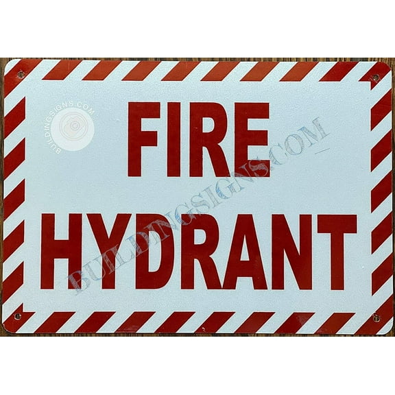 FIRE Hydrant Sign (White, Reflective, Aluminium 7X10,Rust Free) (ref-2201)