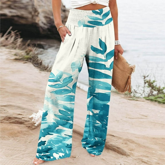 Wancir Lightweight Wide Leg Pants for Women High Waisted Casual Lounge Travel Work Pants with Pockets Loose Fit Summer