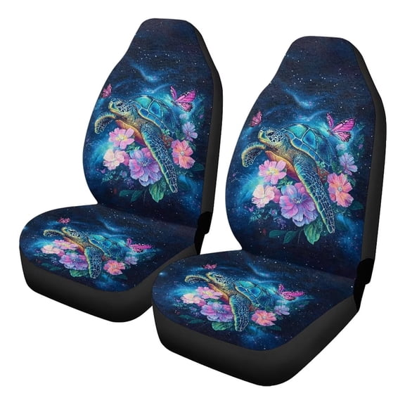 Uorisanigo Car Seat Covers Front Seats Only, 2-Pack Hawaiian Turtle Auto Seat Cover Set, Sideless Design for Easy Installation, Universal Fits Most Cars Trucks Vans SUVs