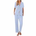 thumbnail image 6 of Uaswgudfs Women's Pajamas Sets 2 piece Srtipe PJs Collared Casual Short Sleeve Sleepwear Comfy Pants Loungewear with Pocket 2025, 6 of 6