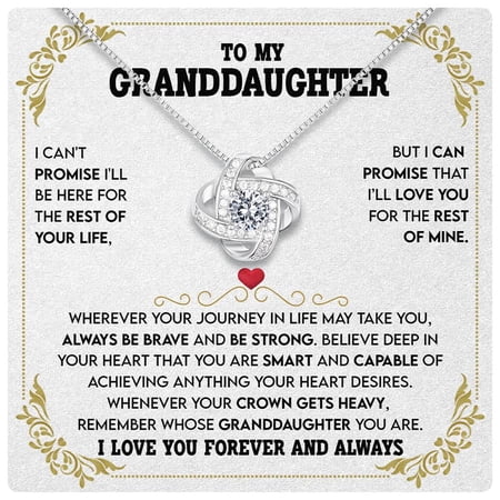 Granddaughter From Grandma Grandpa - To My Granddaughter Necklace With Heartfelt Message & Elegant Box, Jewelry Birthday, Graduation, Valentines, Mothers Day, & More #1316, White Love Knot Necklace