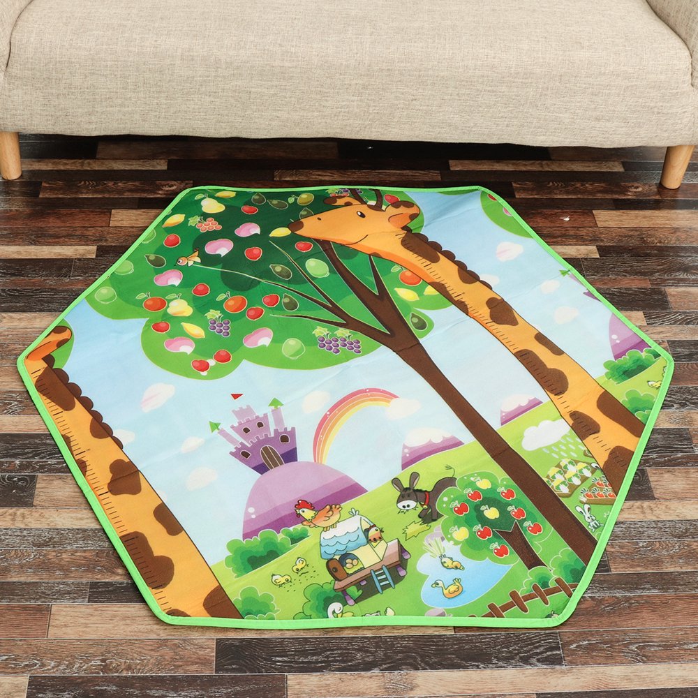 Playhouse Mat, DoubleSide exagonal Kids Tent Mat Soft Playhouse Mat