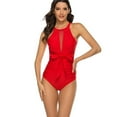 thumbnail image 3 of Maillot de Bain une Pièce pour Femmes, Contrôle du Ventre, Nœud Solide, Bloc de Couleur Noir, Bleu Marine, Vert, Combinaison de Plongée, 3 of 5