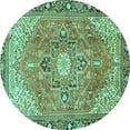 thumbnail image 1 of Ahgly Company Indoor Round Persian Turquoise Blue Traditional Area Rugs, 6' Round, 1 of 4