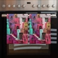 thumbnail image 2 of Abstract Red Kitchen Towels Set of 3, Water Absorbent Dish Towel, Painting Buildings Geometric Color Block Decorative Hand Towels - Quick Drying Cloth for Cooking Baking, 18x28 Inch, 2 of 8