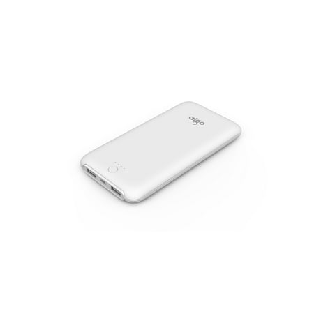 Aigo® Ultra Slim Skin-like soft antiskid surface white Power Bank, 10000mAh External Batteries, High-Speed Charging Dual Device Output for iPhone, Samsung Galaxy, LG and