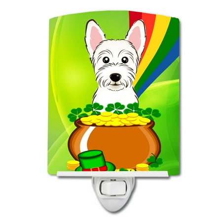 

Caroline s Treasures BB1970CNL Westie St. Patrick s Day Ceramic Night Light 6x4x3 multicolor