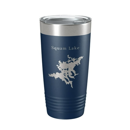 

Squam Lake Map Tumbler Travel Mug Insulated Laser Engraved Coffee Cup New Hampshire 20 oz Navy Blue