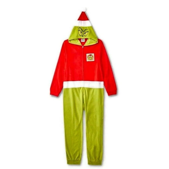 The Grinch Boy's Girl's Christmas Holiday Fleece Hooded Pajama Sleeper (Small 6/7)