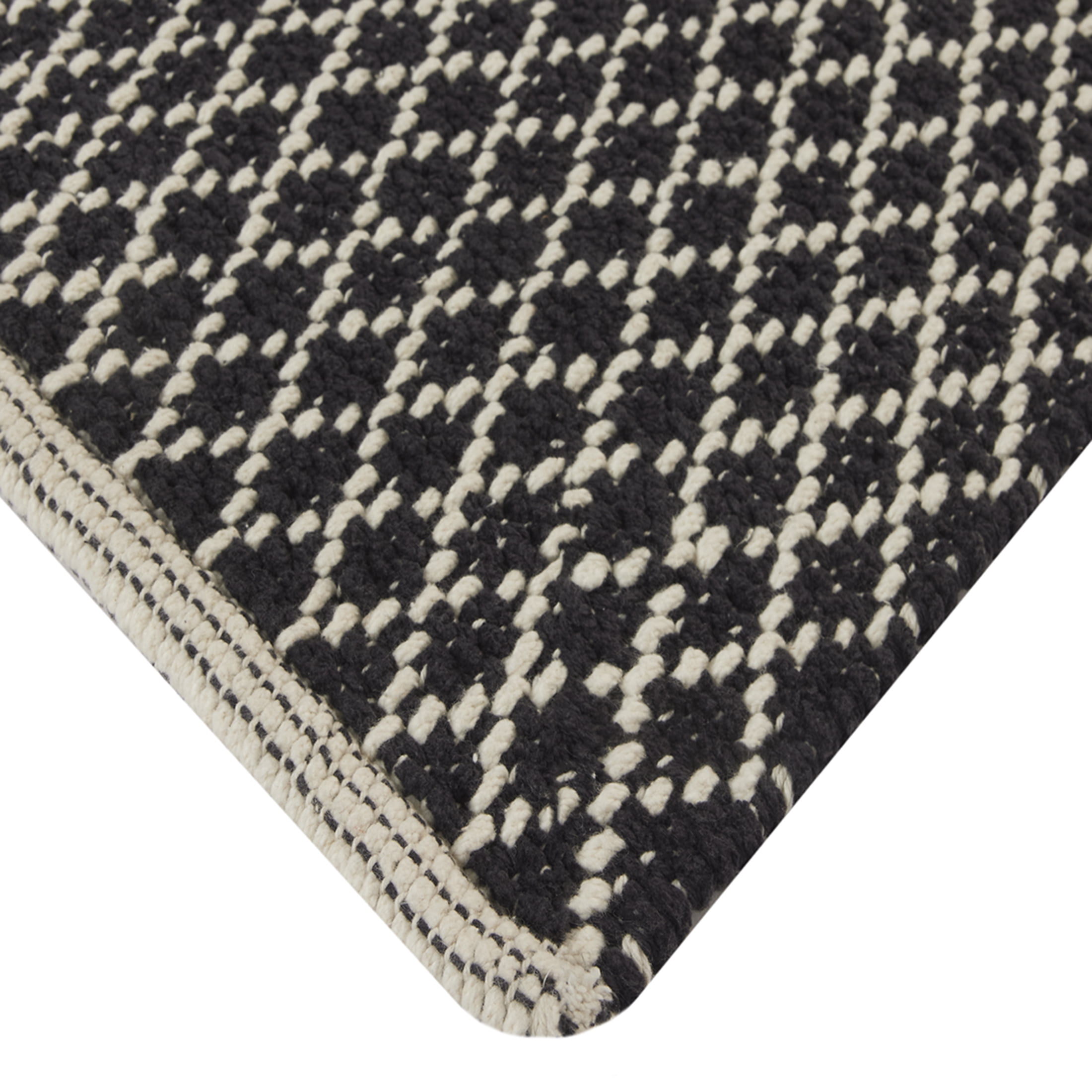Better Homes & Gardens Gray Cotton Diamond Pattern Bath Rug Set, 17x24 & 20x30 Inches, 2 Piece
