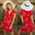 thumbnail image 2 of Robe d'Été Bohème pour Femmes, Robe de Plage Décontractée, Cocktail, Manches Courtes, Robe Florale Élégante, Col en V, Harajuku, 2 of 3