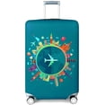thumbnail image 2 of Funda protectora elástica para equipaje de viaje para maleta de 22 a 28 pulgadas (envío de etiqueta de equipaje gratis) (M, plano verde), 2 of 5