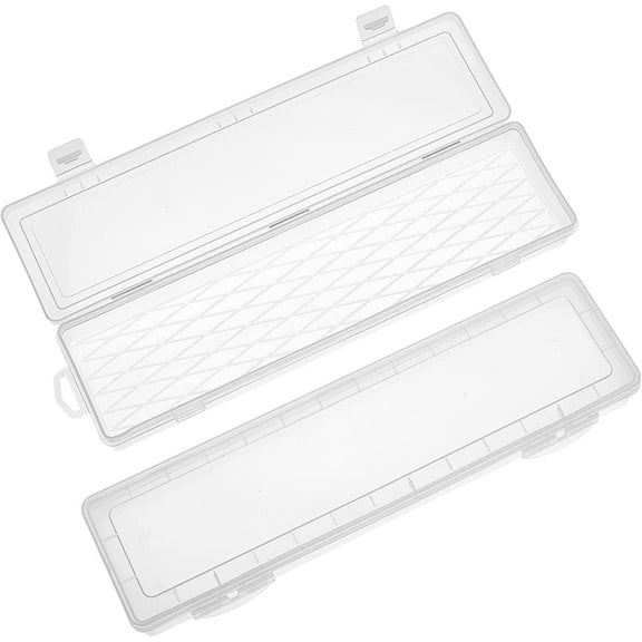 Paint Brush Holder 2 Styles Plastic Paint Brushes Storage Box with Buckle Long Watercolor Pen Container Drawing Tools Container Case (13.5 x 3.7 x 1.5 Inch) 1 Set